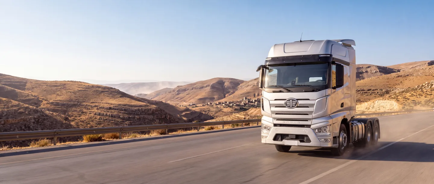 FAW J7 tractor unit on a mountain highway